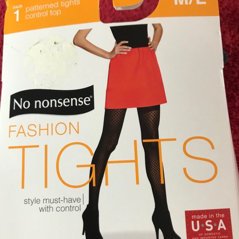 No Nonsense Patterned Fashion Control Top Tights Polka Dots, Black, L/XL New